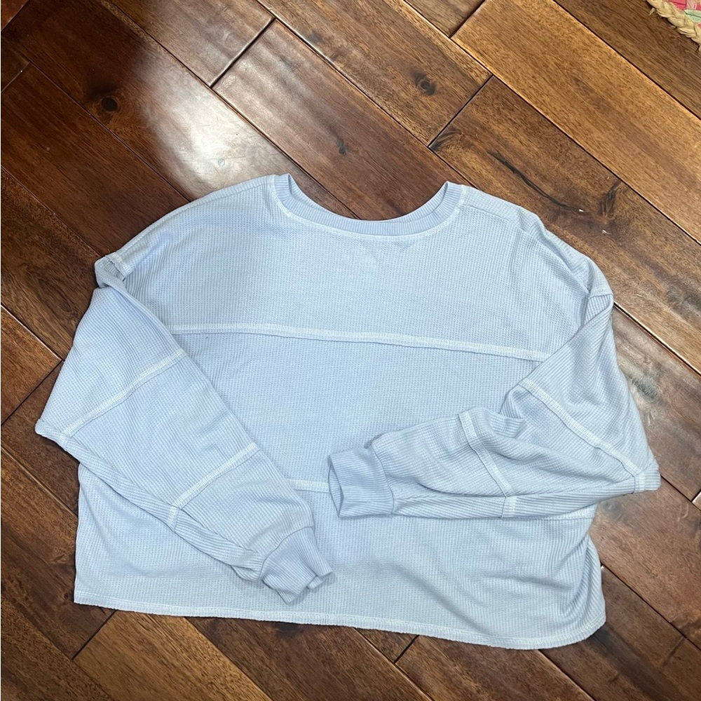 Hollister baby blue, waffle knit crop long sleeve. Like new condition, worn once